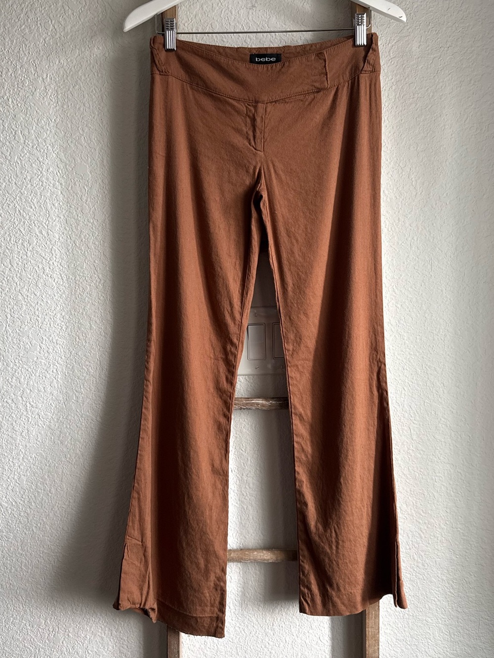 Bebe Wide-Leg Flare Sesame Trouser Y2K Pants Sz: 2